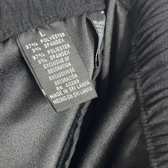 Erika Straight Leg Faux Suede Pants Women's L Black Floral Embroidery Casual VTG - Picture 11 of 12